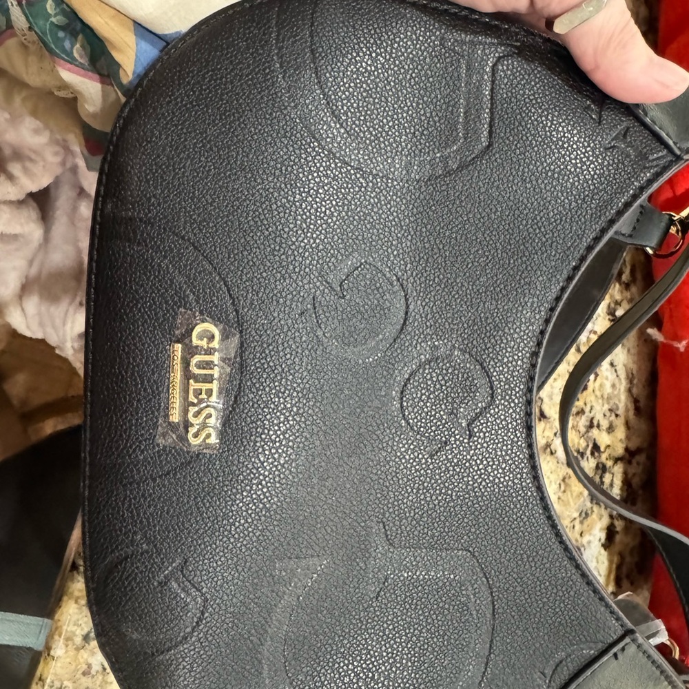 Guess Black Belt Bag with Embossed Design